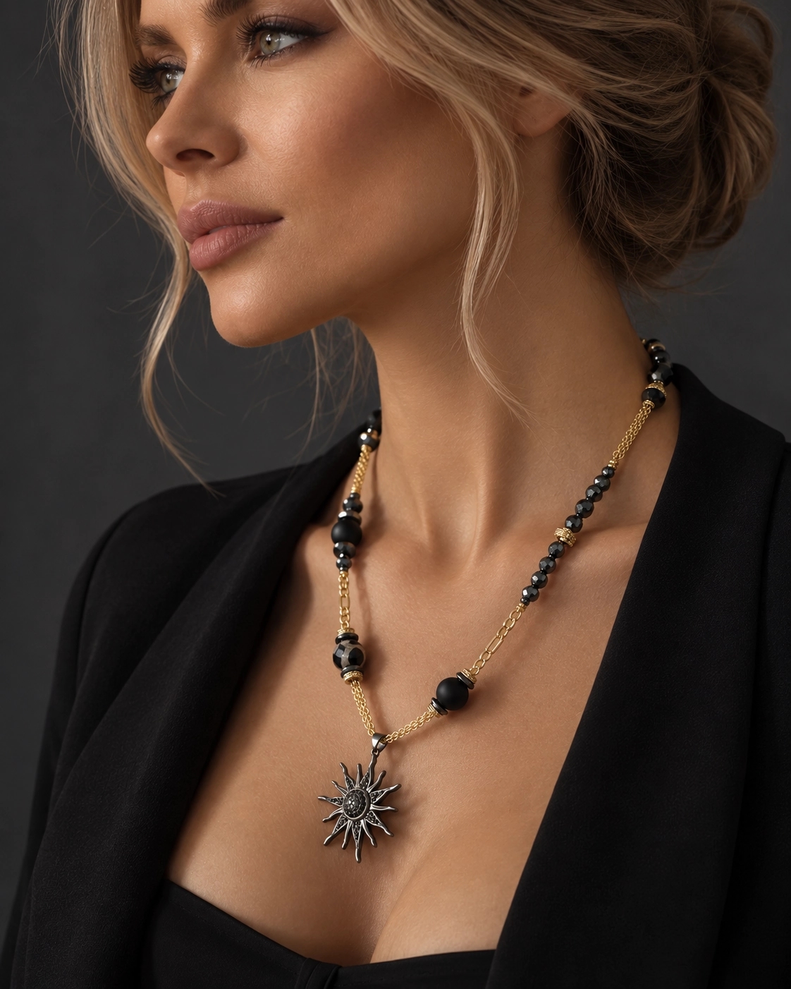 Black Sun Necklace - product photo